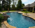 Freeform Custom Swimming Pool With Slide by Conway Pool Builders