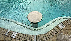 Custom pool with swim-up bar