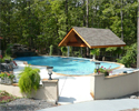 Custom Pool with Waterfall and Cabana