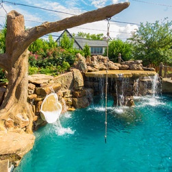 Swimming pool tree swing